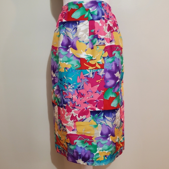 Anne Crimmins for UMI Collections vtg silk floral straight skirt blazer suit 8 - Picture 5 of 12